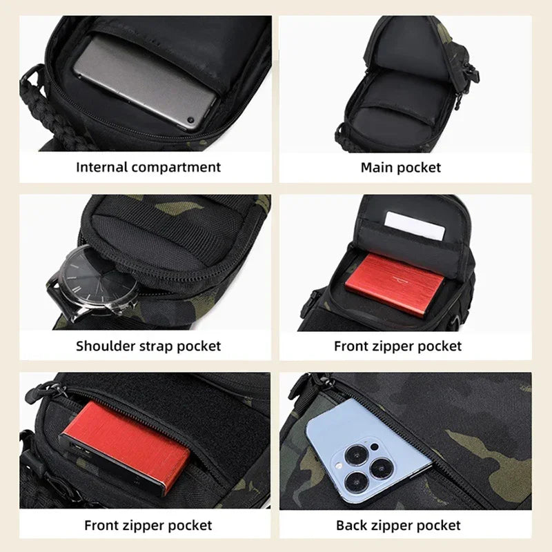 Men's Camping Chest Bag Tactical Sports Shoulder Outdoor Fanny Pack Hiking Climbing Cycling Fishing MOLLE System Sling Bags
