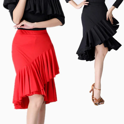 Womens Latin Dance Skirt Ballroom Tango Rumba Dance Dress Female Practice Dress Stage Performamnce Skirt Dancewear Costume