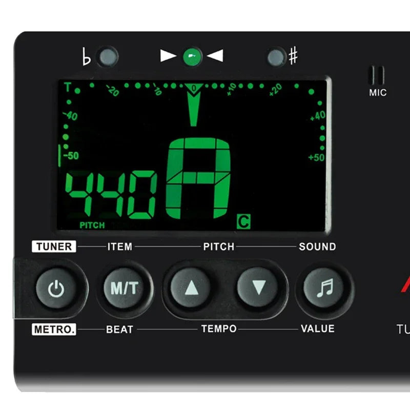 Electric Guitar Tuner And Metronome With Built-in Microphone, With A 6.3mm Pickup Cable, Used For Guitar Chromatic Bass Violin