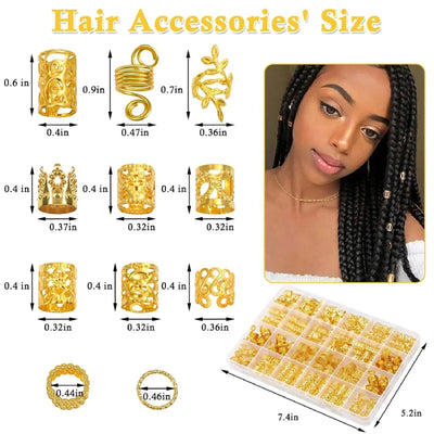 220 Gold-Plated Hair Accessories Woven Jewelry Women's Hair Accessories Trendy Hairstyles Fashionable Metal Hair Rings Cuffs