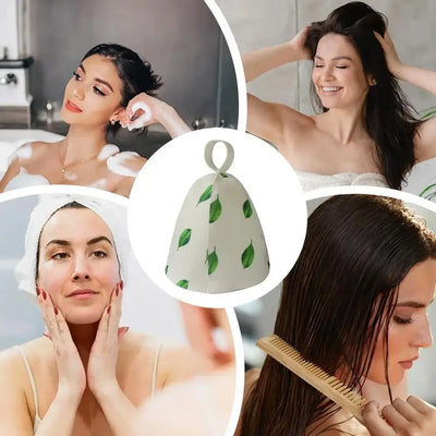 sauna Anti Heat Sauna Hat Thicken Wool Felt Shower Cap Women Men Steam Bath Shower Hair Turban Quickly Towel Drying Towel Hats