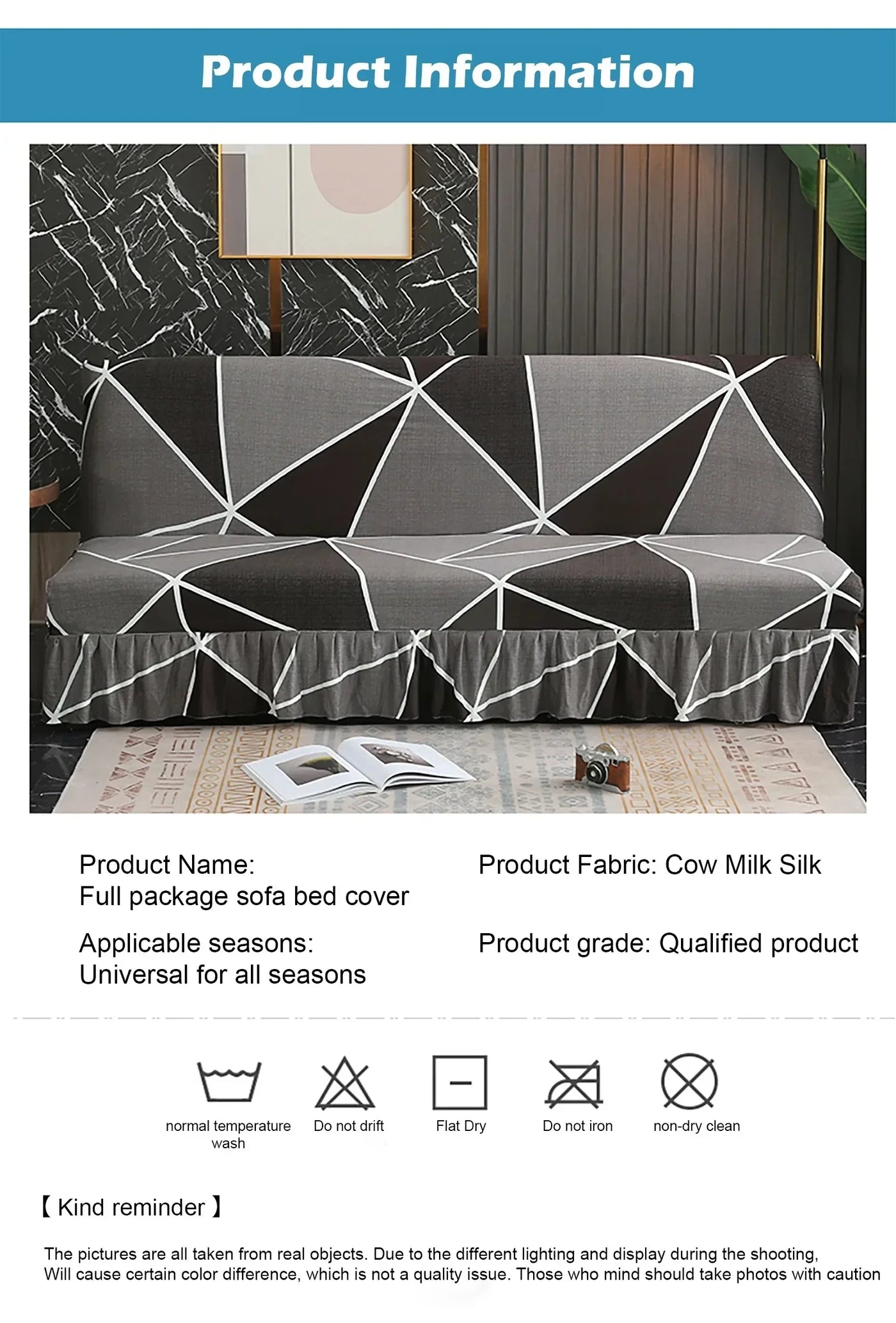 1/2/3Seater Sofa Bed Cover with Elastic Printing Seat Cover Armless Sofa Bed Cover Sofa Covers for Living Room Home Decor