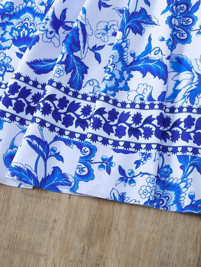 Summer Two Pieces Swimsuit 2024 Vintage Floral Print Swimwear Female Tankini Sets Deep V Beach Wear Women Swimming Bathing Suit