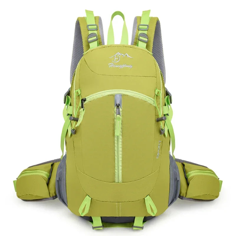 Fashionable and Wear-Resistant Outdoor Travel Backpack, Black and Red Contrasting Color Large-Capacity Mountaineering Bag with Waterproof Cover