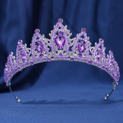 Handmade designer Crystal Crown Hair Accessories Tiara For Women Party Red Purple Rhinestone Bridal Crown New Hair Jewelry