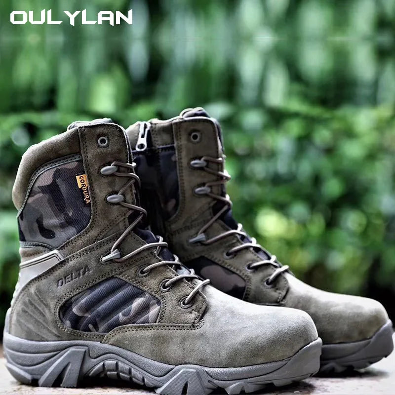 Climbing Outdoor Mens Work Safety Boots Camouflage Desert Boots Combat Training Shoes Outdoor Hiking Boots