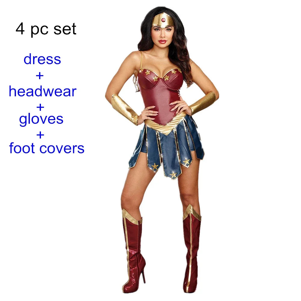 Women Leather Clothes My Hero Academia Costumes Adult COS Wonder Cosplay Halloween Party Justice Wonder Fantasia Fancy Dress