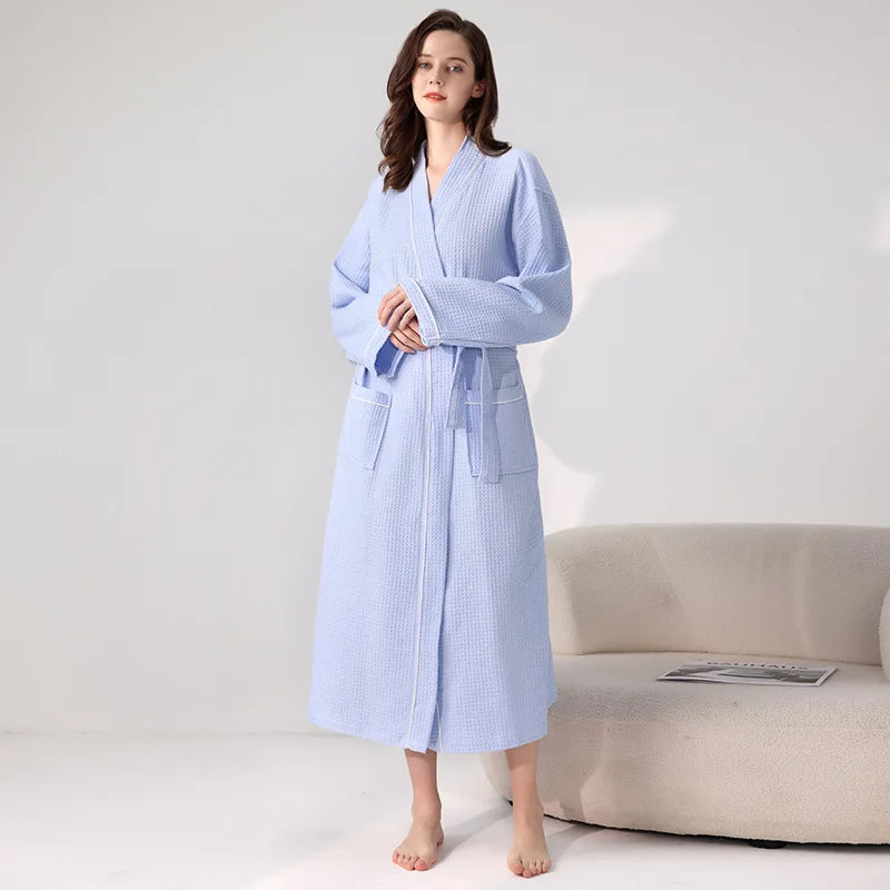 Hotel Cotton Bathrobe High Qualtiy Solid Colors Long Sleeve Mens And Women's Bathrobe