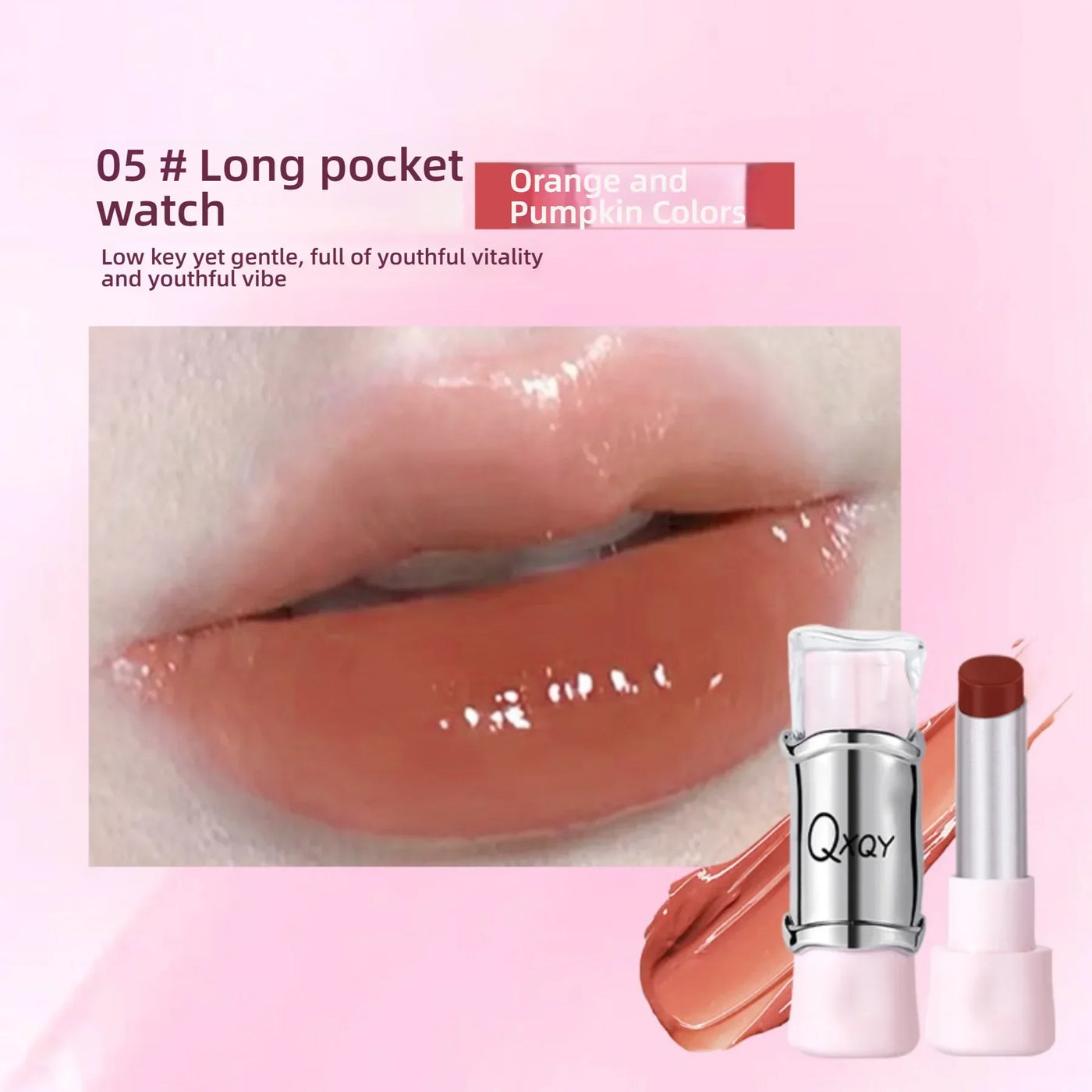 QXQY GLOSSY JELLY LIPSTICK - Mirror Shine, Moisturizing & Long Lasting, Nude Lip Gloss for Plump Brightening Lips (No Makeup Loo