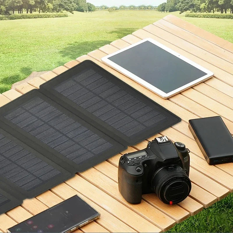 Foldable Solar Panel - Portable Plate Charger USB Full Time Power Solars Panels for Phone PowerBank Mobile Emergency Supply
