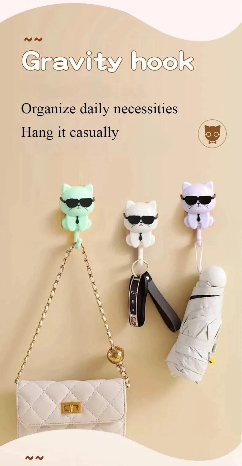 Kitten Hooks Cartoon Cats Gravities Induction Decorative Hooks Storage Racks for Keys Umbrellas Towels Adhesive Hooks Home Items