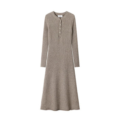 Knitted Sweater Dress Women Casual Long Sleeve French Mid Long Length Knee Dress Coat Ins Fashion Winter Versatile Wardrobe
