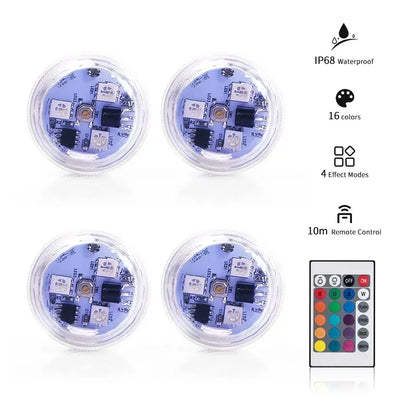 LED RGB Underwater Lights with Remote Control Submersible Light Waterproof For Fish Tank Swimming Pool Wedding Party Lamp