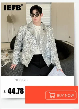 IEFB Metal Button Design Men's Blazers Shawl Collar Oblique Placket Design Casual Clothing Solid Color Male Suit Jackets 9W957