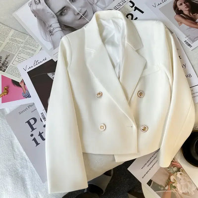Lucyever 2025 Spring Fashion Women's Blazer Korean Style Office Cropped Blazers Women All-Match Street Long Sleeve Suit Jacket