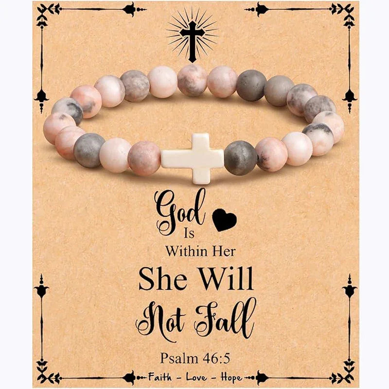 Cross Bracelet for Women Christian Gifts Colorful Imperial Stone Catholic Religious Jewelry Mothers Day Birthday Christmas Gift