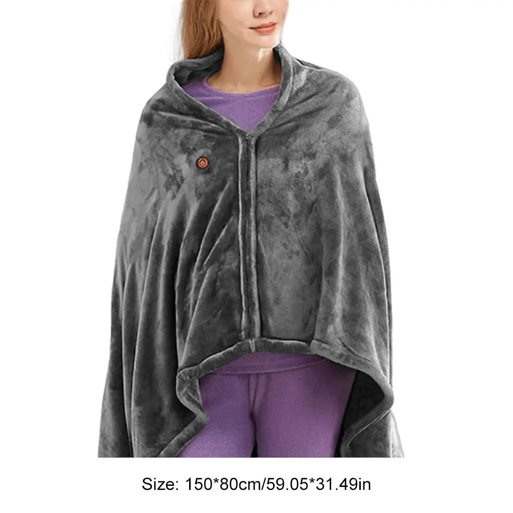 Household & Office 8 Heated Areas USB Heated Blanket 3 Heating Levels Fleece Heated Blanket Portable Body Warmer Blanket