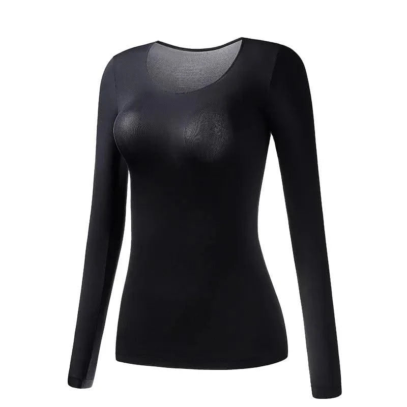 Women's Thermal Underwear Autumn Winter Bottoming Shirt Long-sleeved T-shirt Thin Thermal Top Second Women's Thermal Skin L-XL