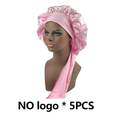 Silk Bonnet For Women Large Sleeping Cap For Hair Care Soft Satin Bonnets With Wrap Tie No Frizz No Fly Aways Hair Bonnets LOGO
