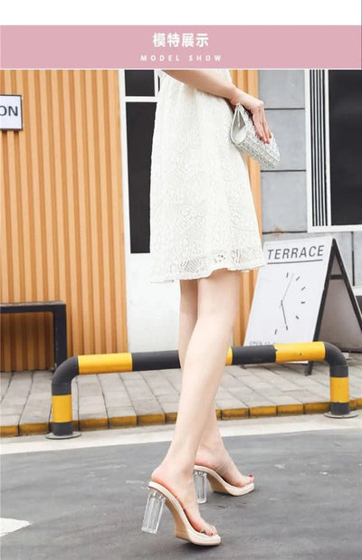 Women's Thick Crystal High Heels, Summer | Waterproof | Not Tired Feet | Slippers, Sandals, Women's Shoes