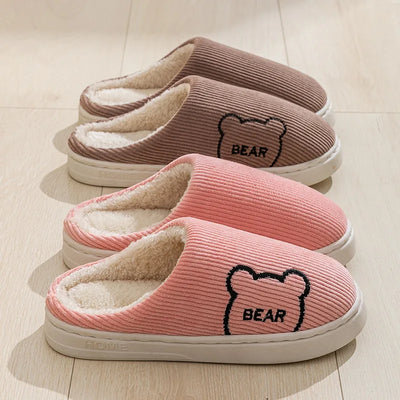New Model 2025 Winter Warm Plush Slippers Non Slip Soft Indoor Bedroom Couple Home Shoes Flat Heel Comfort Autumn Footwear
