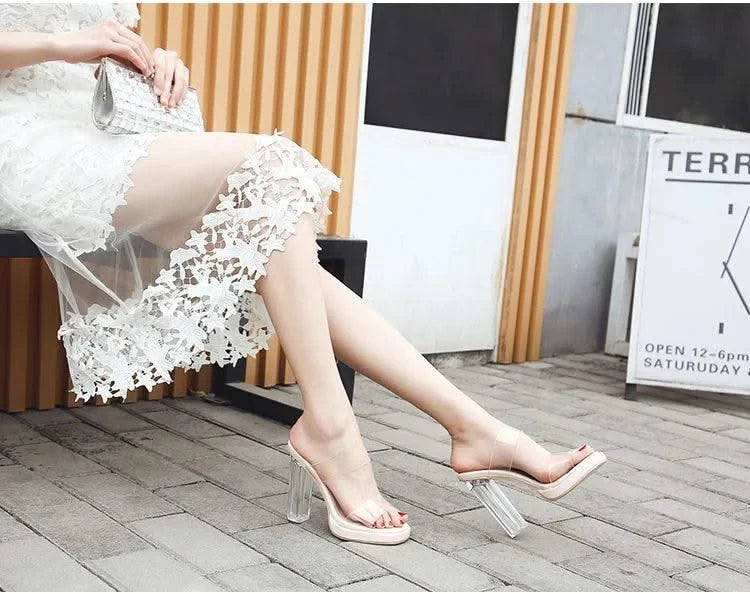 Women's Thick Crystal High Heels, Summer | Waterproof | Not Tired Feet | Slippers, Sandals, Women's Shoes