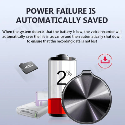 Voice Recorder Activated Recording Micro Dictaphone Digital Audio Smart Recorder MP3 Player Noise Reduction