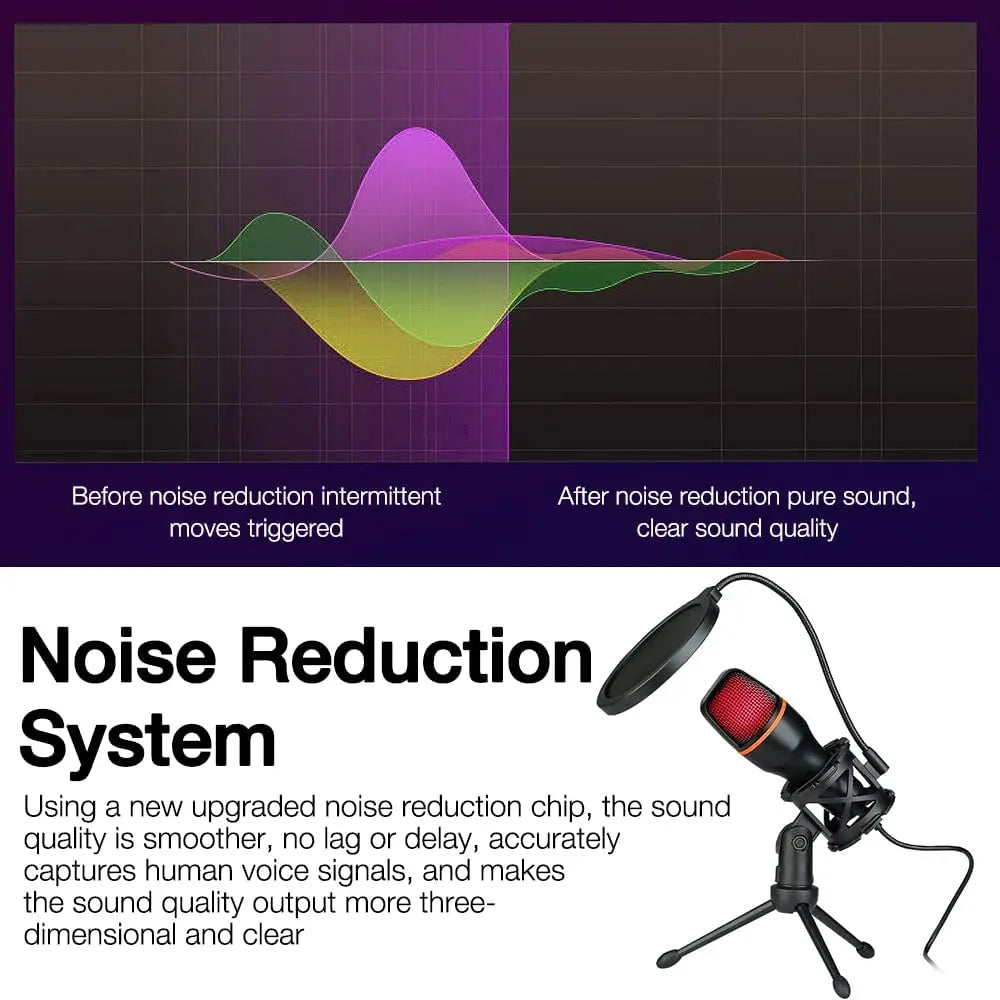 Condenser Microphone USB Wired For PC Laptop Computer Professional Gaming Accessories Kit Gamer Sound Live Streaming Podcast RGB