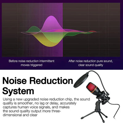 Condenser Microphone USB Wired For PC Laptop Computer Professional Gaming Accessories Kit Gamer Sound Live Streaming Podcast RGB