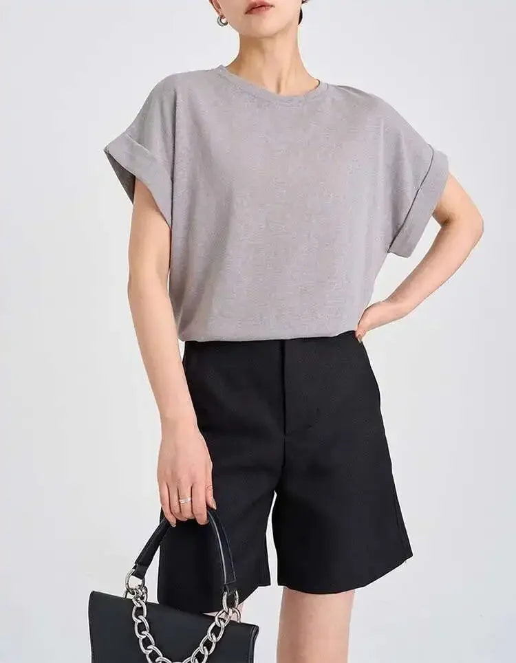 Women's Linen Round Neck Transparent Tops