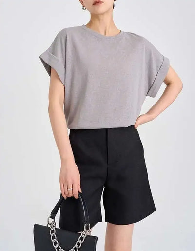 Women's Linen Round Neck Transparent Tops