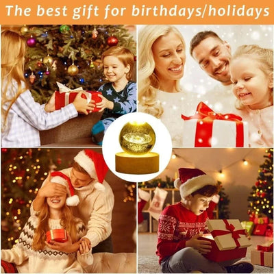 6cm 3D Crystal Ball Stitch Pikachu Doraemon A Dream Hello Kitty Crystal Planet Night Light Laser Carving Children's Gifts