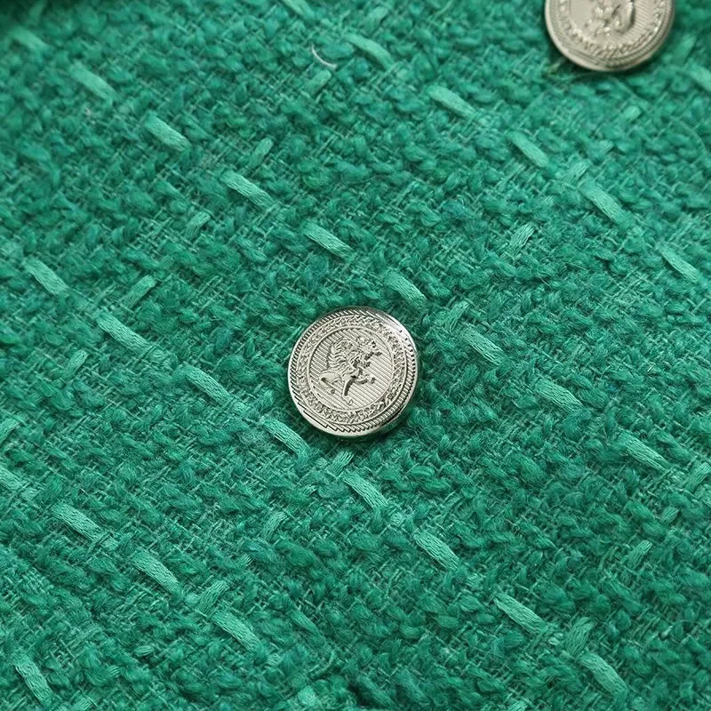 Green Double Breasted Women's Blazer, Beige, Black, Red Women Suit Jacket, Spring Vintage Female Coats