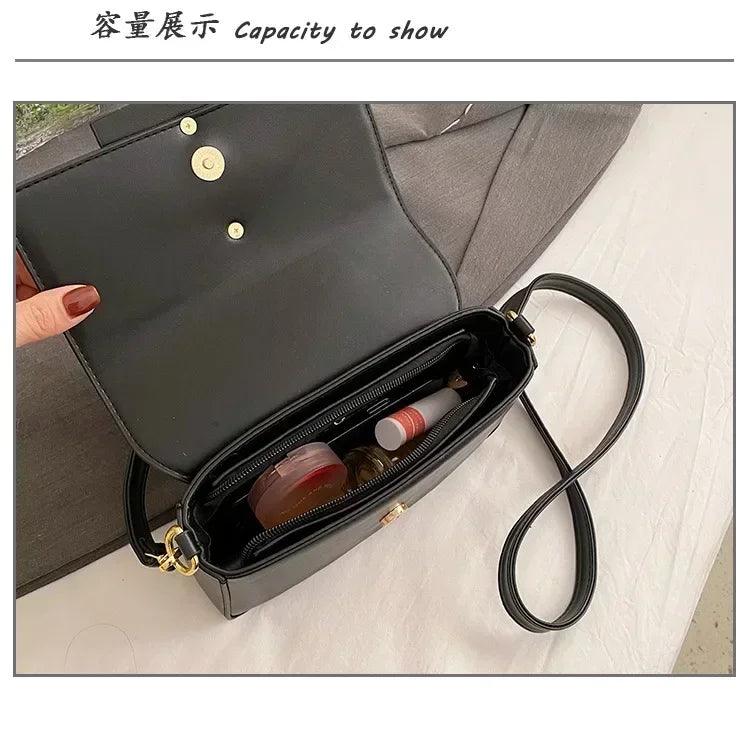 Designer handbags for women leather metal buckle flap square shoulder bags fashion 2024 ladies messenger females casual