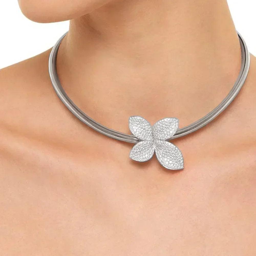 Luxury necklace earrings set for women fashion chunky flower choker goth jewelry ladies female accessories gift