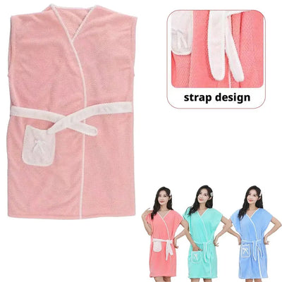 Wearable Absorbent Sleeveless Bathrobe One-Piece Fast Drying Bathing Beach Spa Bathrobes Microfiber Super Absorbent Bath Towel ﻿