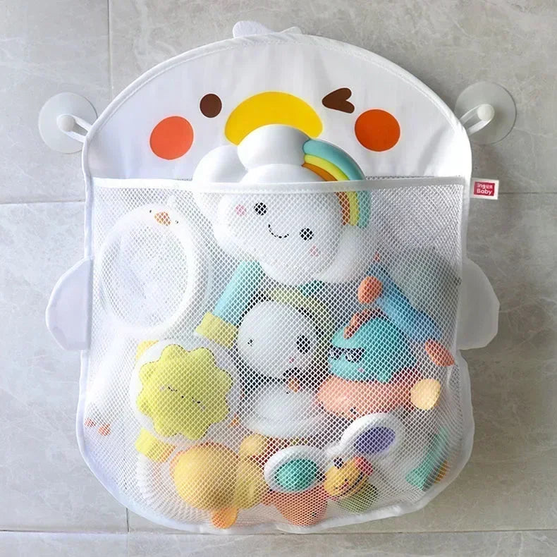 Baby bathroom storage mesh bag children games network bath baskets organization water toys cartoon animal shapes net