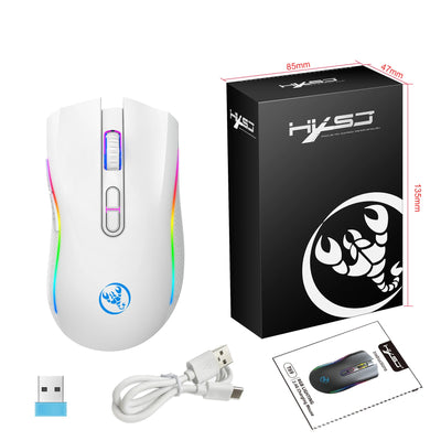 HXSJ T69 2.4G Wireless Mechanical Mouse RGB Gaming Mouse Ergonomic 7 Programmable Buttons 4800DPI Mouse for Office Gamer