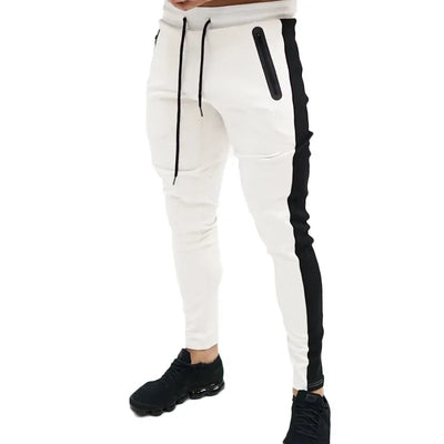 2025 New Men Sweatshirts Jogging Pants Men Casual Pants Men Stylish Color Block Zip Pockets Drawstring Sports Skinny Pants Trous