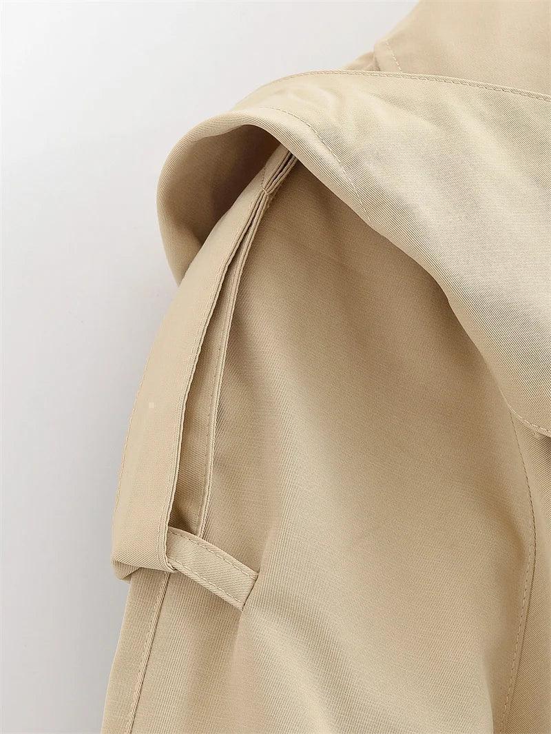 Fashionable khaki short hooded women’s summer jacket casual and versatile