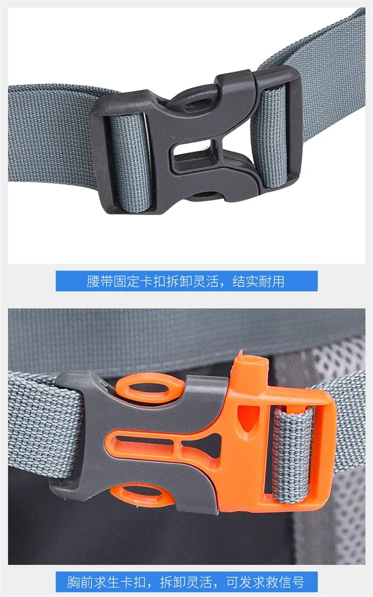 Fashionable and Wear-Resistant Outdoor Travel Backpack, Black and Red Contrasting Color Large-Capacity Mountaineering Bag with Waterproof Cover