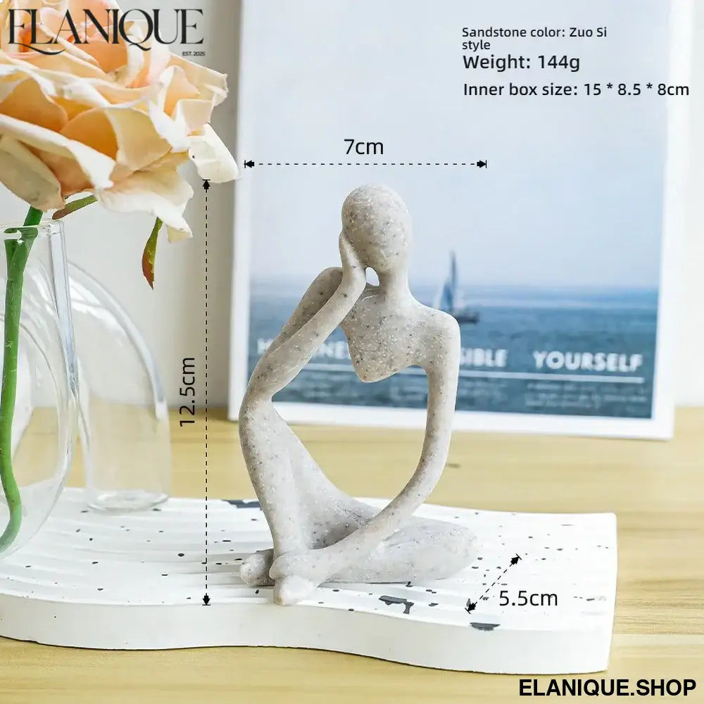 Modern Minimalist Resin Sculpture, Relaxed Character Statue Personalized Custom Name Home Desk Decor
