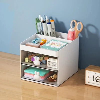 Small Desk Organizer With Drawer, Office Desktop Storage Box, Makeup Organizer, Business Card/Pen/Pencil/Mobile Phone/Stationery
