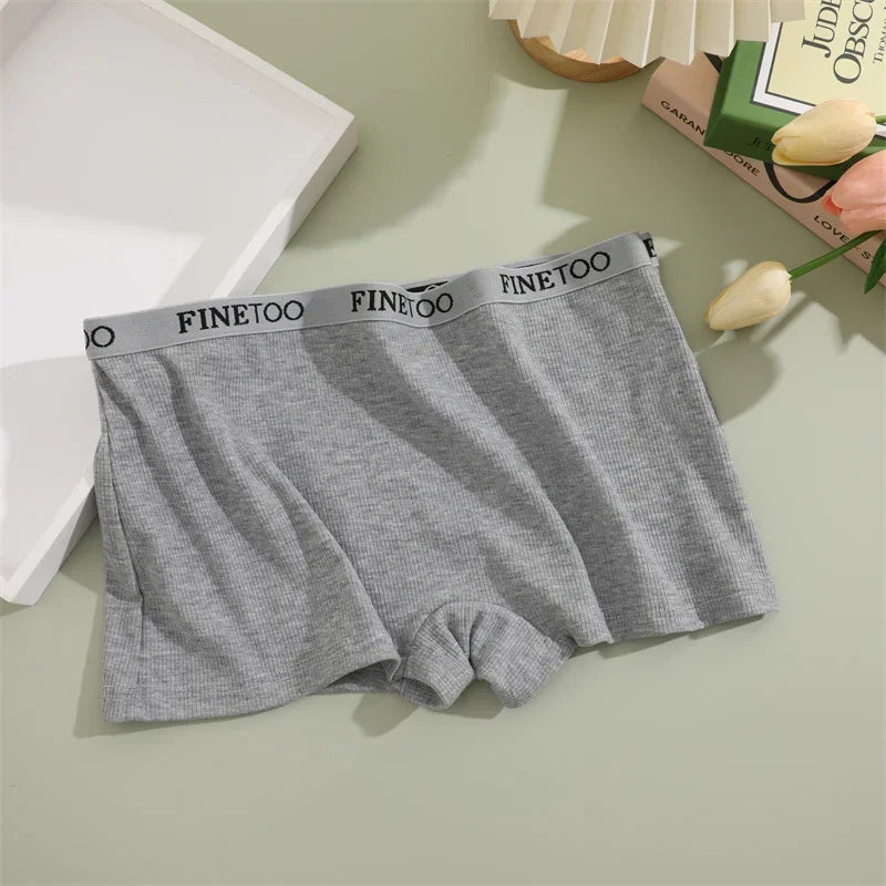 Women Cotton Boxers Shorts Solid Color Low Rise Panties Sexy Breathable Underwear for Female Intimates Elastic Waist Lingerie