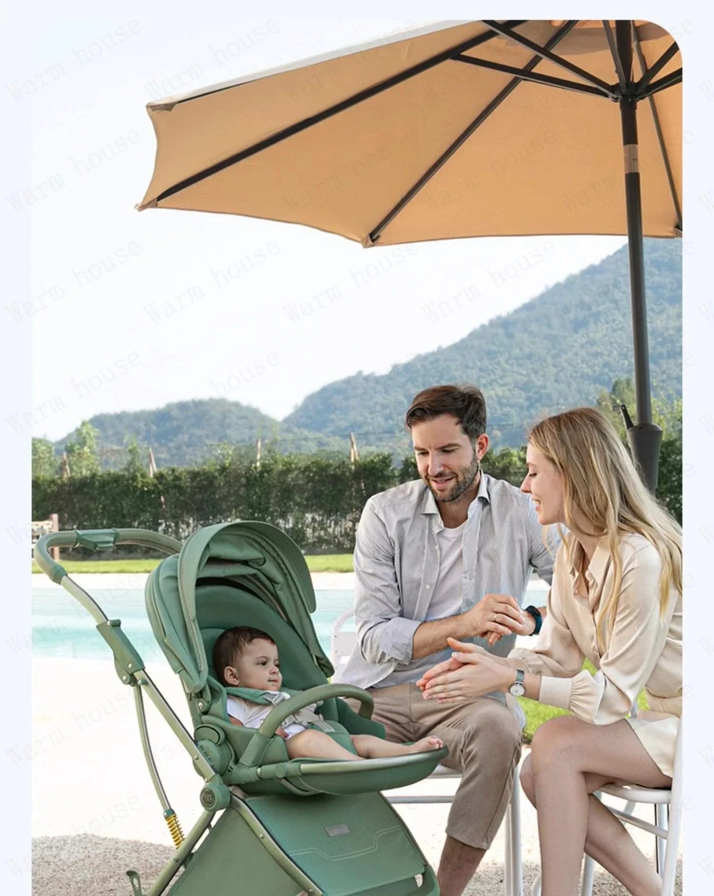 Portable Foldable Baby Stroller, High View Two-way Baby Stroller, Lightweight Travel Baby Stroller,  Adjustable Backrest