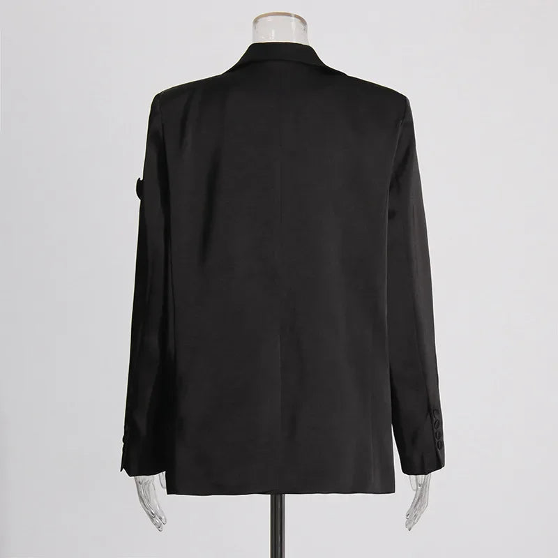 Blazer Women Fashion Elegant Style Flower Splicing Design Suit Jacket Three-dimensional Decoration Solid Color Suit Women Coats