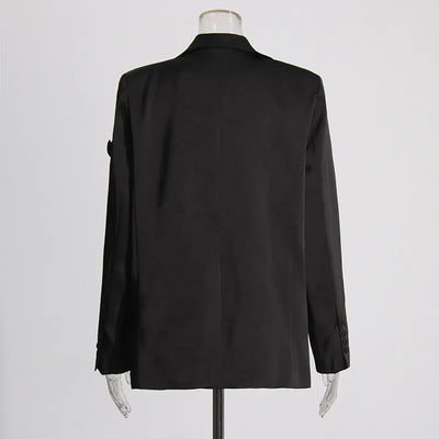 Blazer Women Fashion Elegant Style Flower Splicing Design Suit Jacket Three-dimensional Decoration Solid Color Suit Women Coats