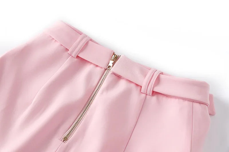 New Arrival Elegant Style Lady Office Work Suit Double-breasted Long Sleeve Fitted Blazer A-line Pencil Mini Skirt Women 2Pcs