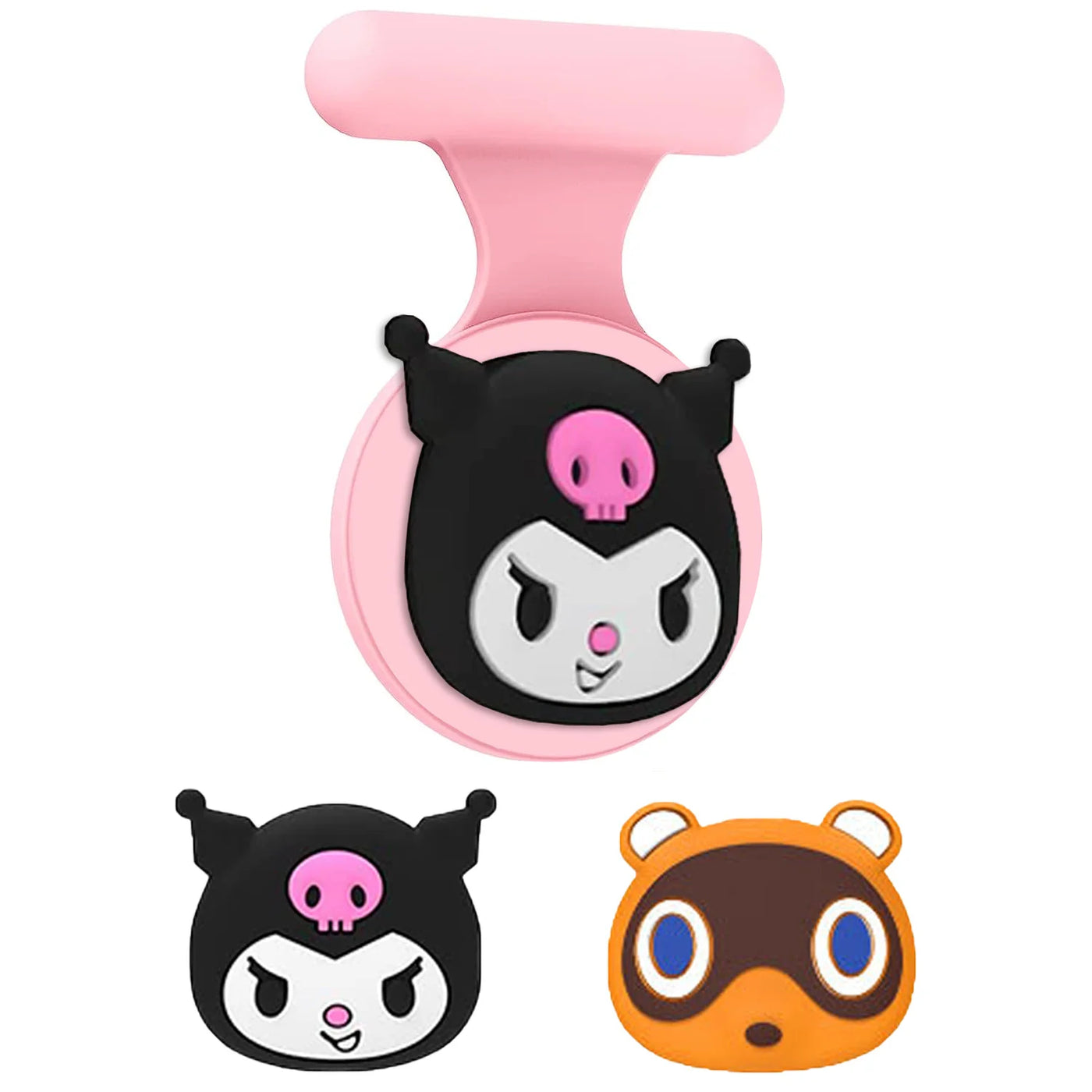 Pink panda retractable lanyard with AirTag holder for kids girls accessories