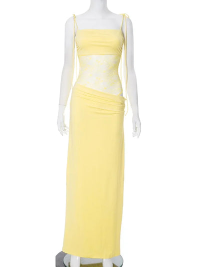 Lace-up Long Dresses For Women Evening Party Clothing Asymmetrical Lace Bodycon Vestidos De Mujer Sleeveless Robe Femme Été